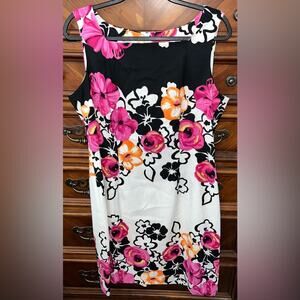 Dressbarn Sleeveless Floral Print Sheath Mini dress 21” P2P